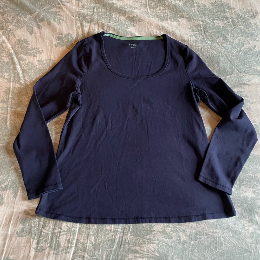 Boden Navy Scoop Neck Long Sleeve Tee